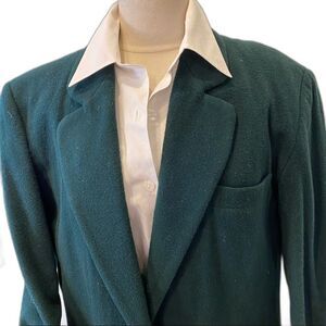 Bill Blass Cashmere Blazer VINTAGE Boyfriend Jacket DarkAcademia Hunter Green XL